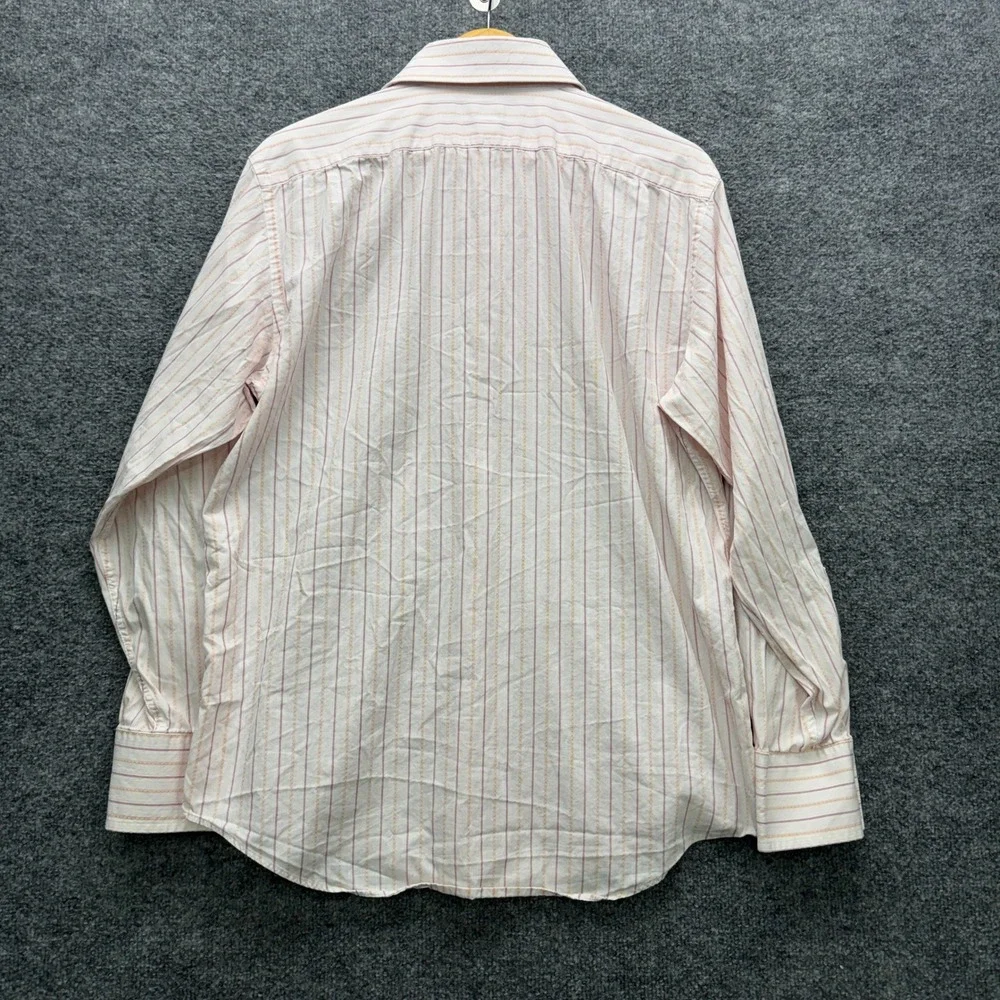 Banana Republic Button Shirt Mens L Pink Long Sleeve Striped Cotton Casual